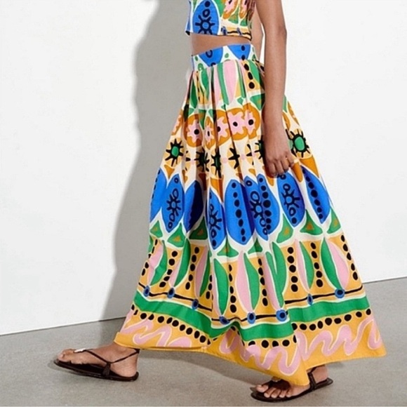 Zara Printed 2pc Co Ord Skirt Set halter top Size Small/Skirt XS NWT - Picture 5 of 15